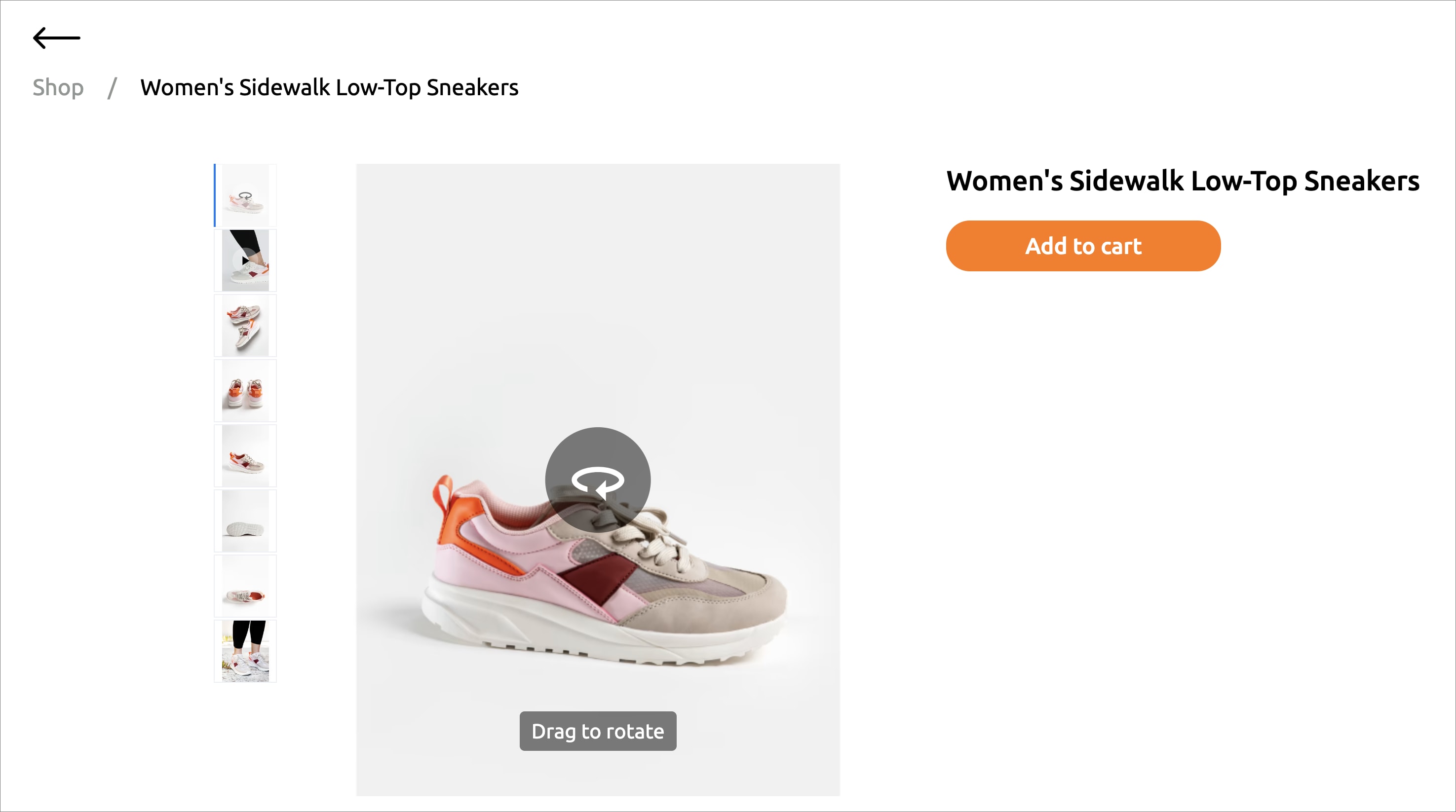 Product Gallery component with 360 spinset